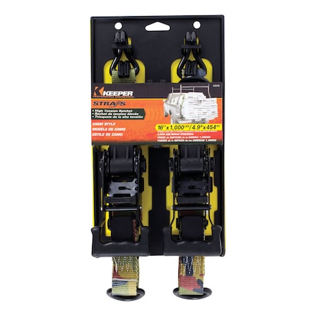 Keeper Keeper 1.75 in. W X 16 ft. L Camo Tie Down w/Ratchet 1000 lb 2 pk 3548